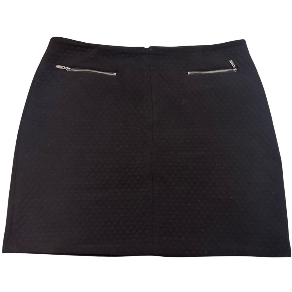 Laundry by Shelli Segal Skirt Black Quilted Mini Zip Pocket Womens 14